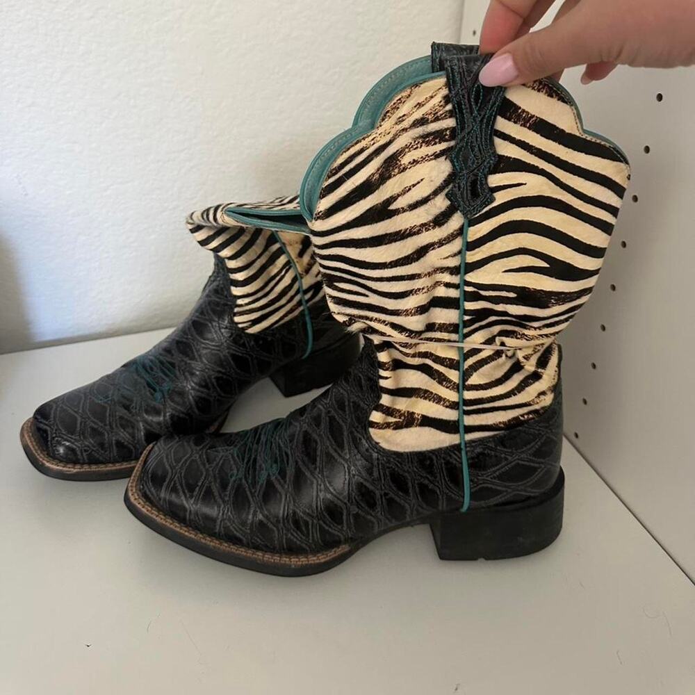 Ariat black white zebra boots